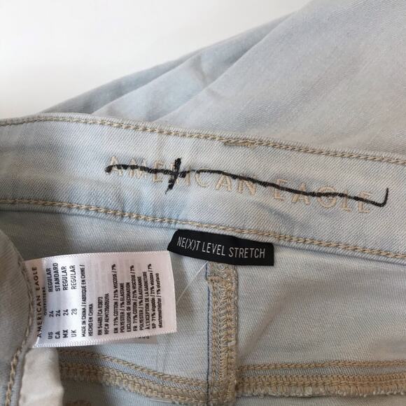 American Eagle High Rise Distressed Raw Hem Jeans - Picture 5 of 6